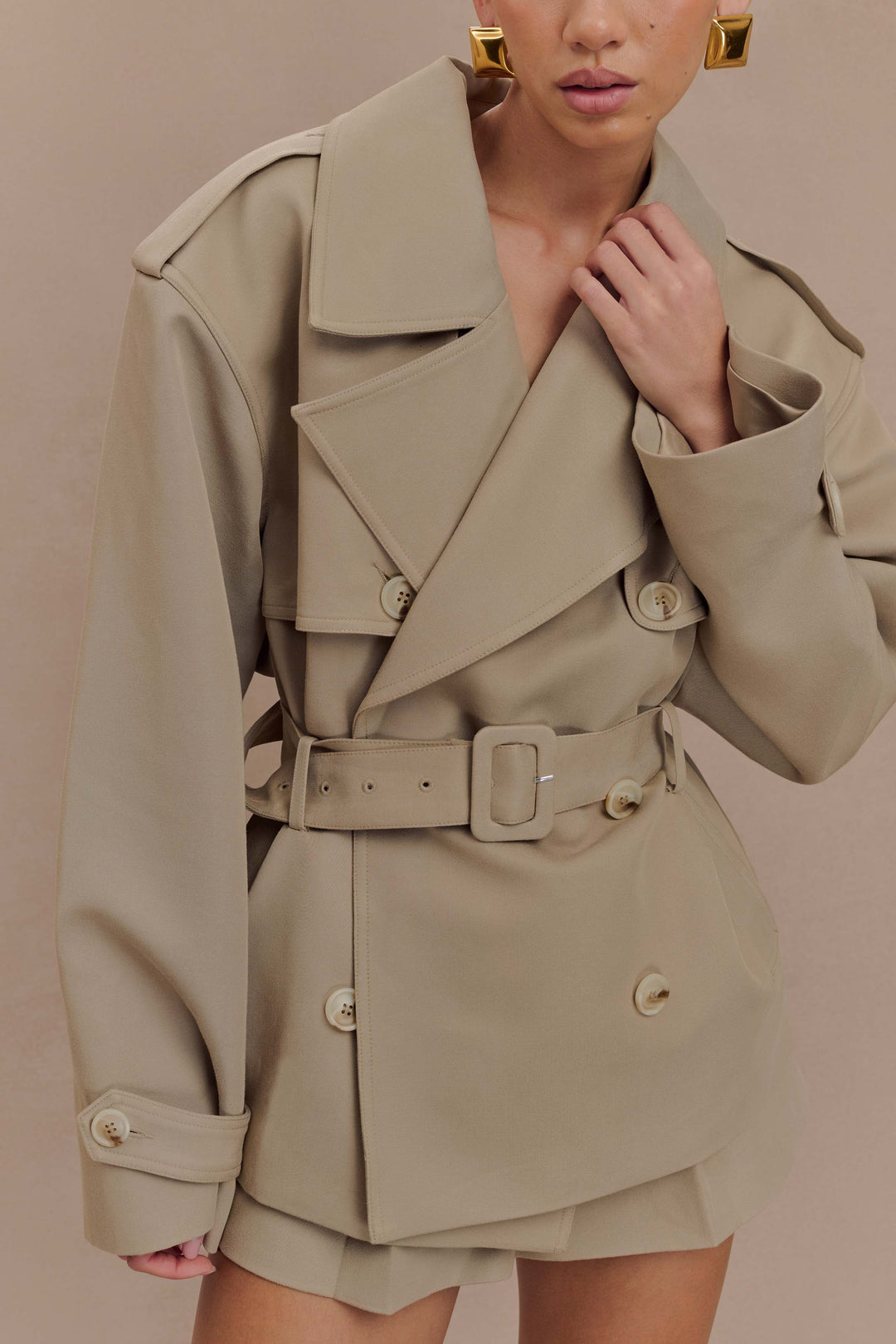 Elsje Cropped Belted Trench Coat