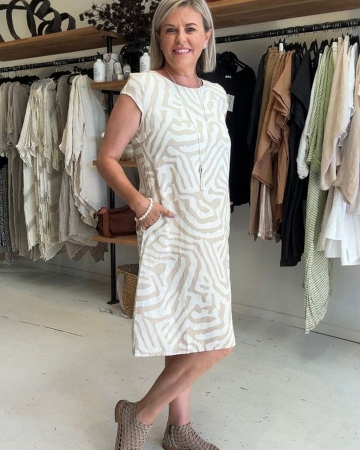 Nelia Printed Round Neck Dress