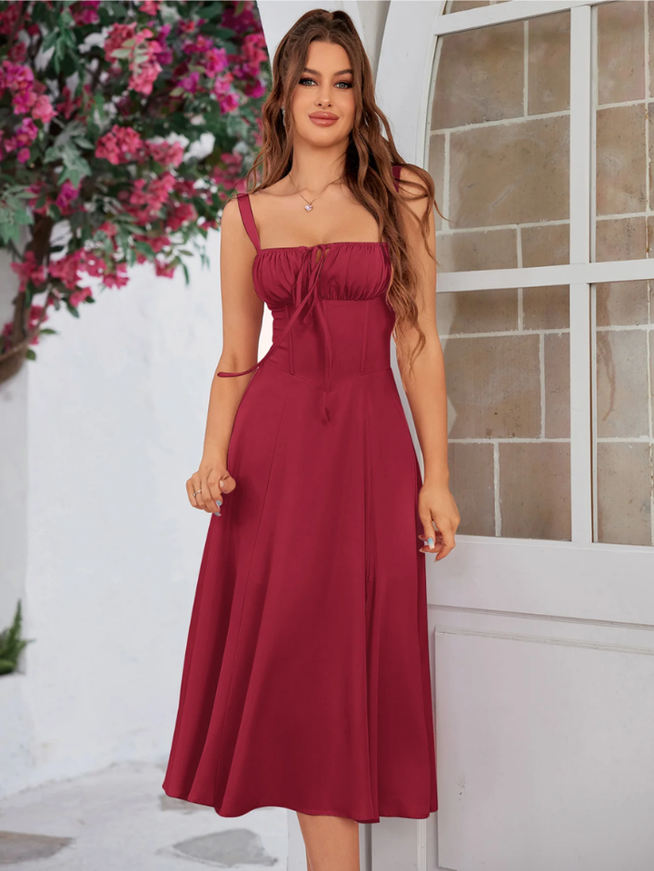 Claudia Ruched Slit Dress