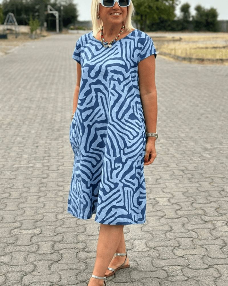 Nelia Printed Round Neck Dress