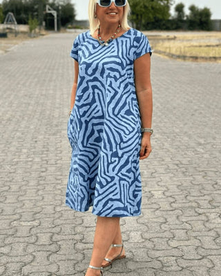 Nelia Printed Round Neck Dress