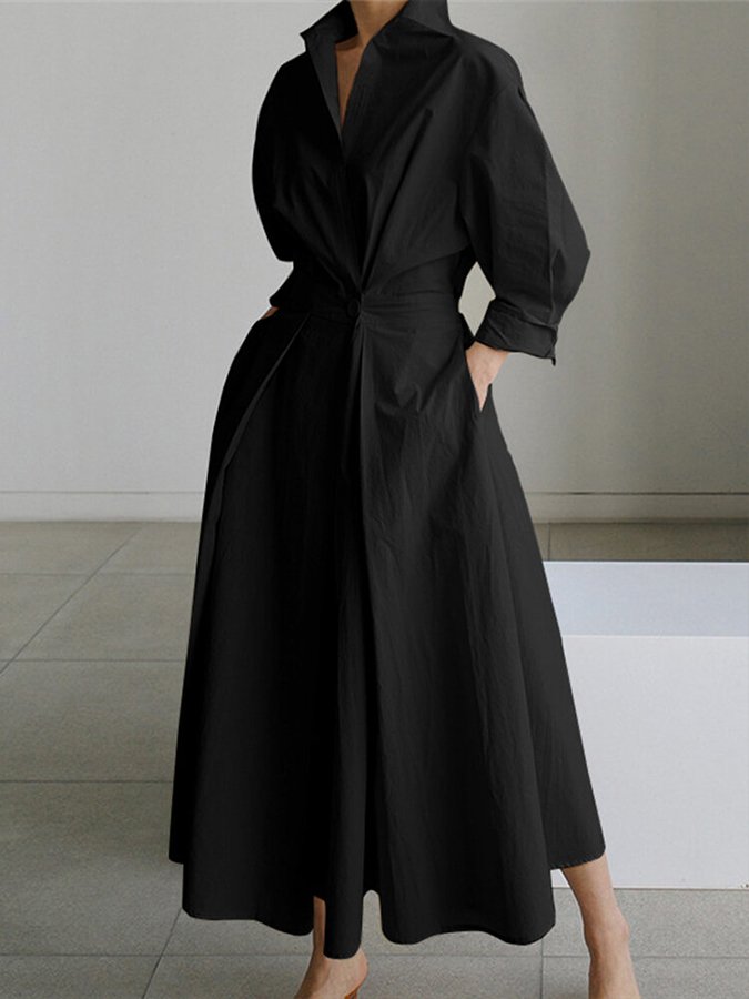 Clémence Button Midi Dress