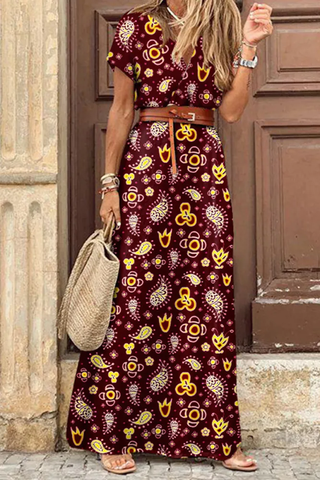 Irina Printed A-Line Slit Dress