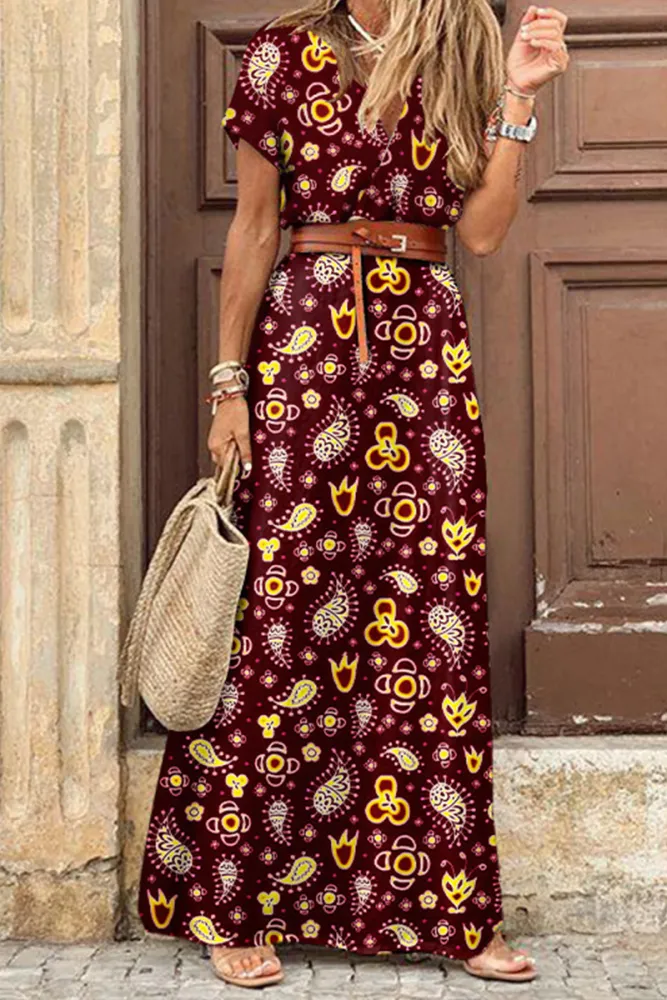 Irina Printed A-Line Slit Dress
