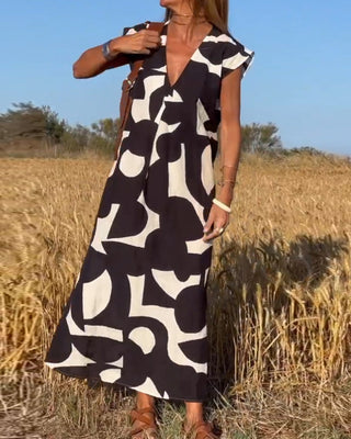 Ellen Printed V-Neck Dress