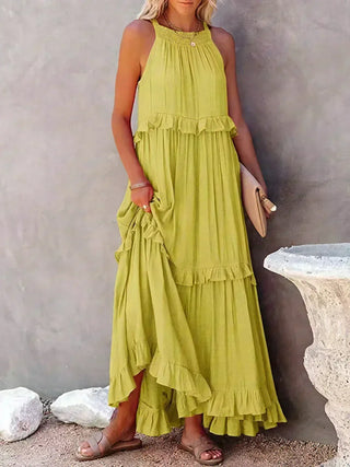 Robe à volants Sarah avec col montant