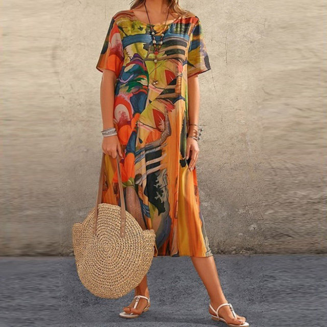 Bella Abstract Print Comfort Dress
