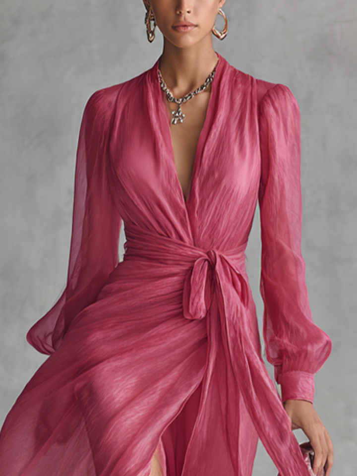 Cindy Pearl Detail V-Neck Dress