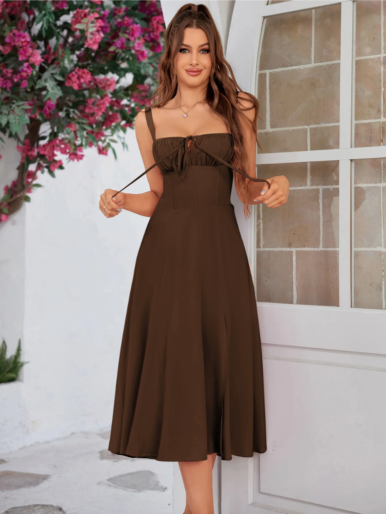 Claudia Ruched Slit Dress