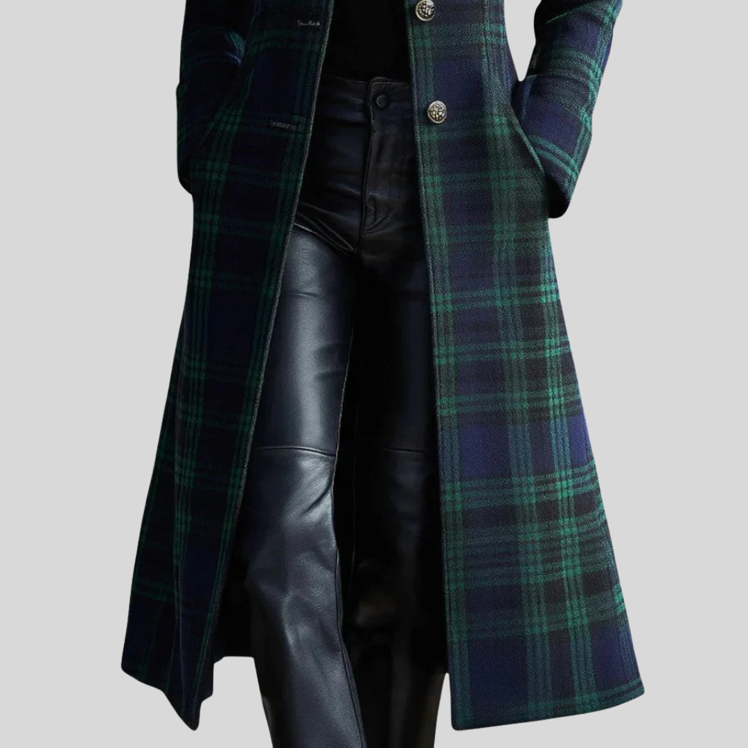 Quinn Plaid Tailored Long Coat