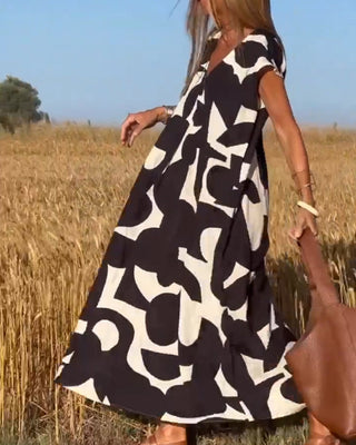 Ellen Printed V-Neck Dress