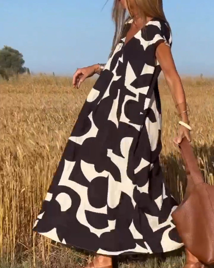 Ellen Printed V-Neck Dress