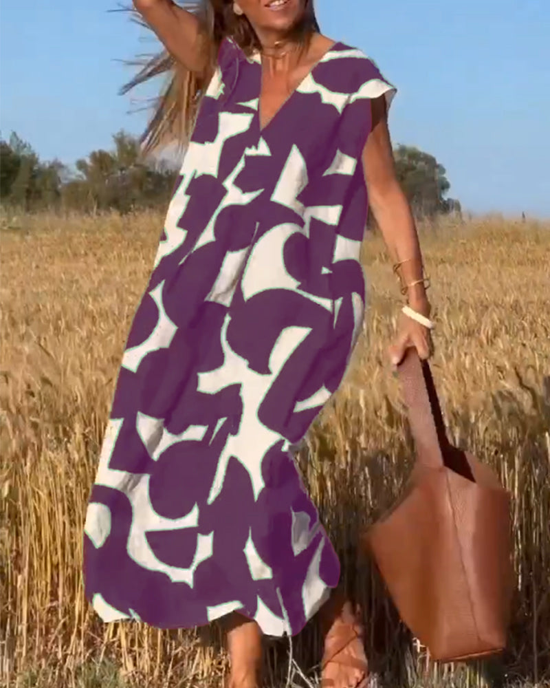 Ellen Printed V-Neck Dress