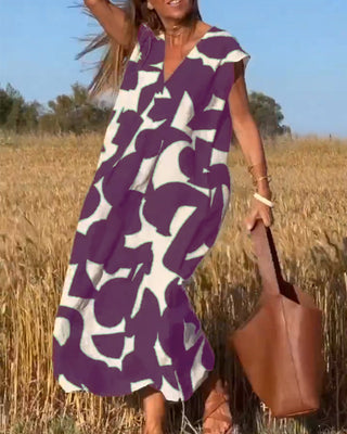 Ellen Printed V-Neck Dress