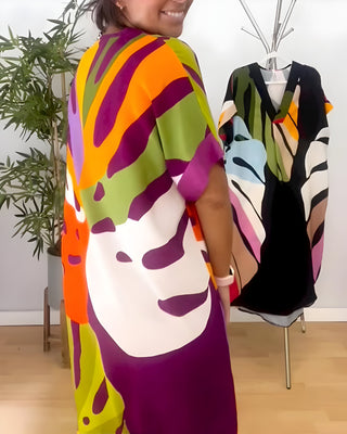 Roos Colorful Leaf Print Dress