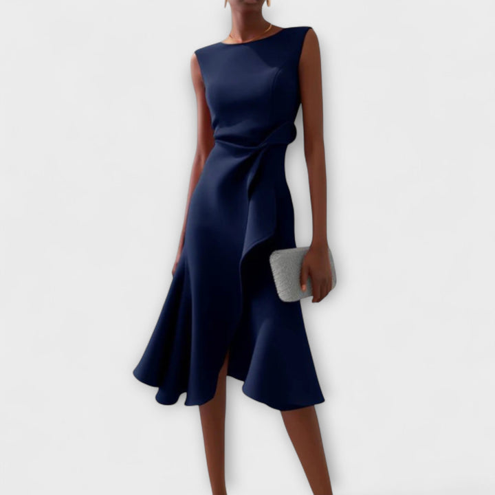 Juliette Asymmetric Draped Midi Dress