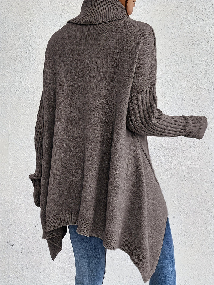 Laila Asymmetric Hem Turtleneck Sweater