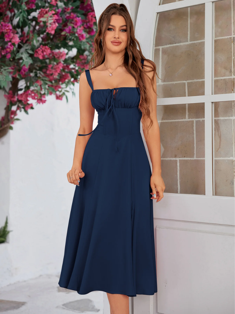 Claudia Ruched Slit Dress