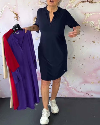 Hanneke Solid V-Neck Dress
