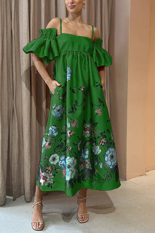 Arielle Gathered Sleeve Dress with Pockets
