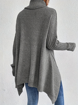 Laila Asymmetric Hem Turtleneck Sweater
