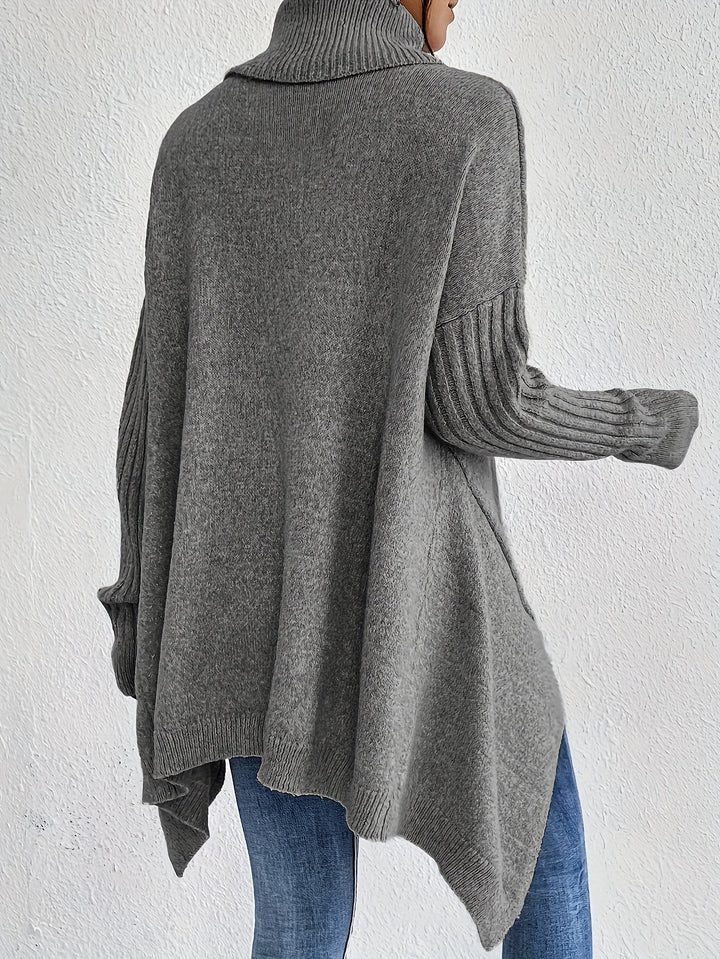Laila Asymmetric Hem Turtleneck Sweater