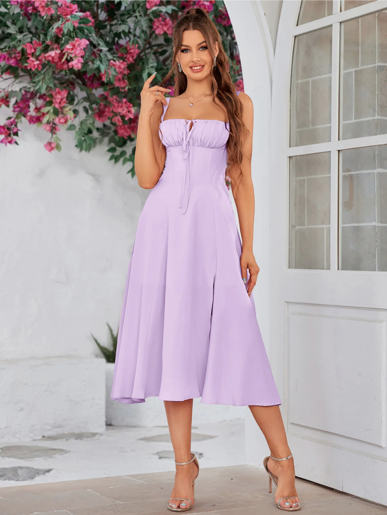 Claudia Ruched Slit Dress