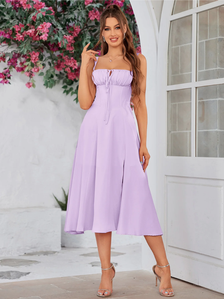 Claudia Ruched Slit Dress