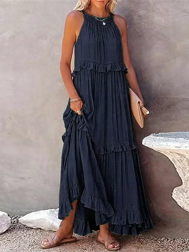 Robe à volants Sarah avec col montant