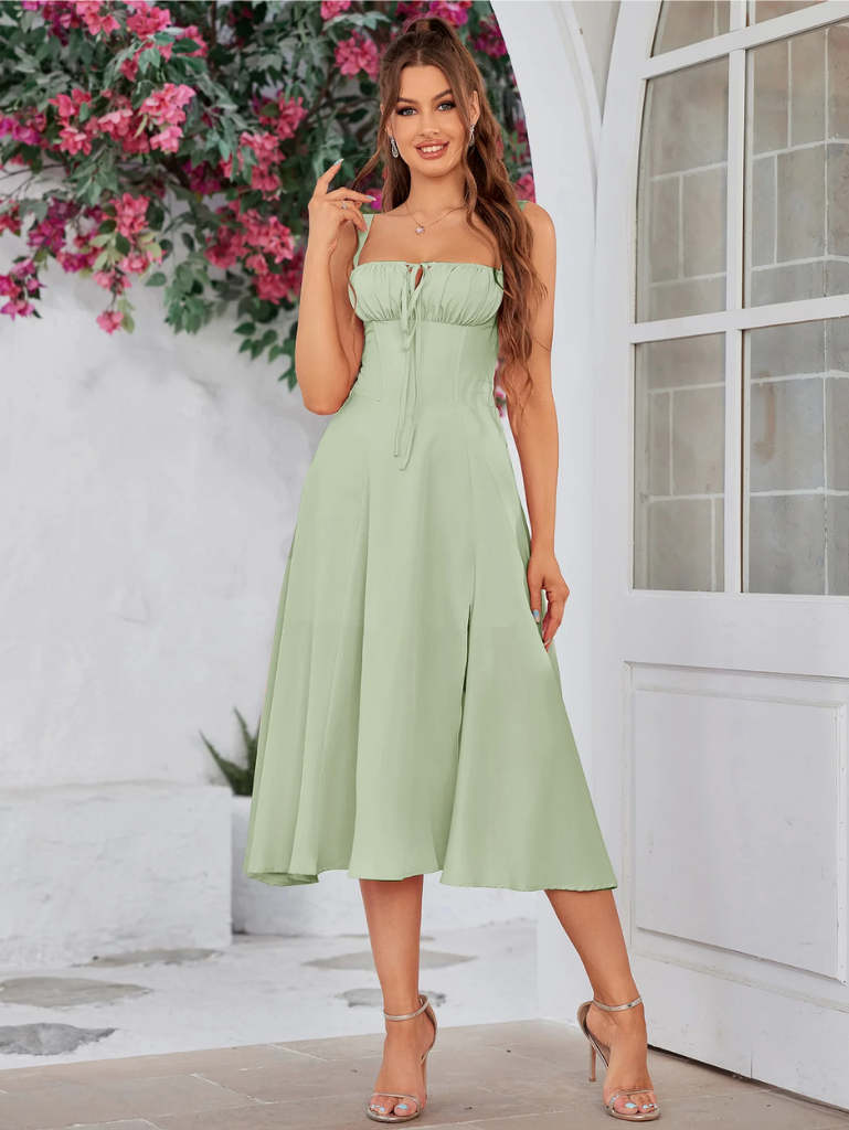 Claudia Ruched Slit Dress