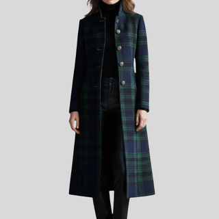 Quinn Plaid Tailored Long Coat