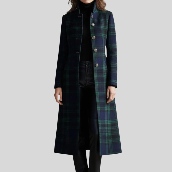 Quinn Plaid Tailored Long Coat