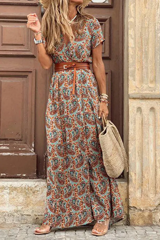 Irina Printed A-Line Slit Dress