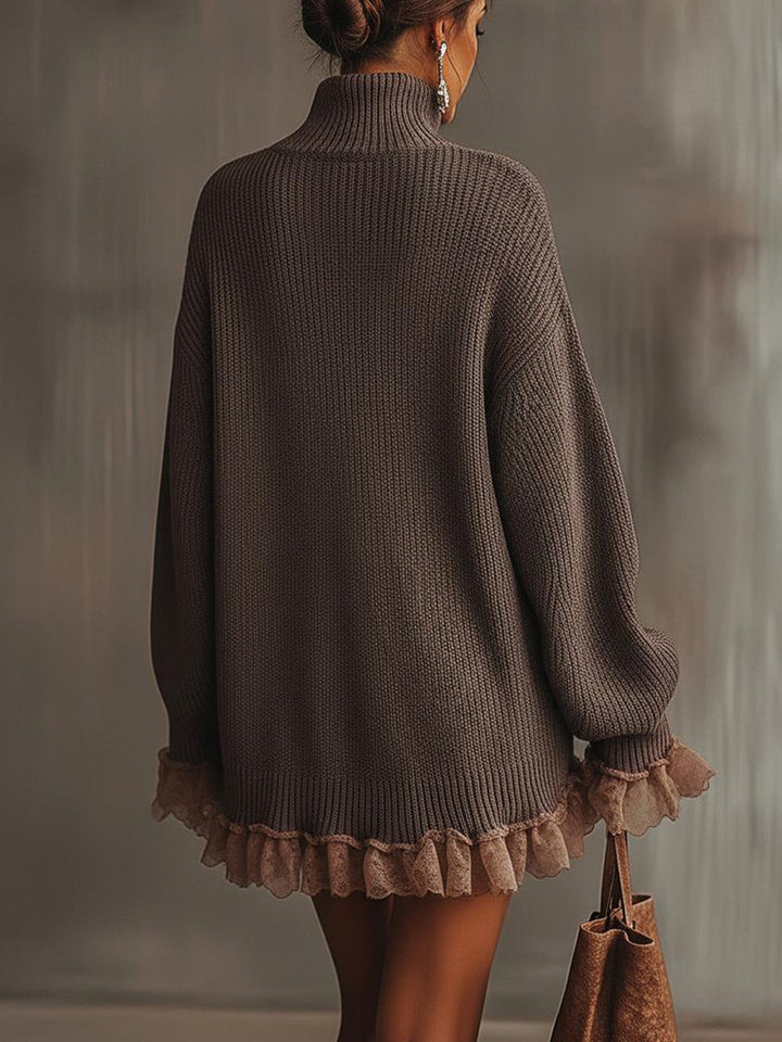 Ruffled Cozy High Collar Dress