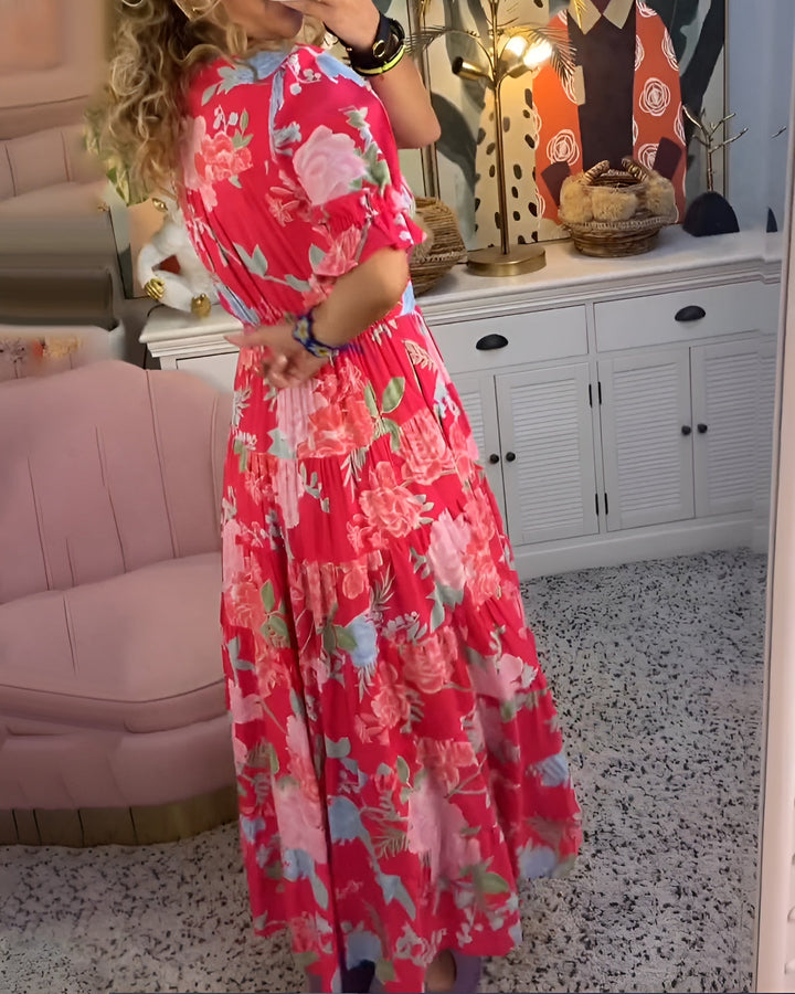 Carine Floral V-Neck Dress with Pocket