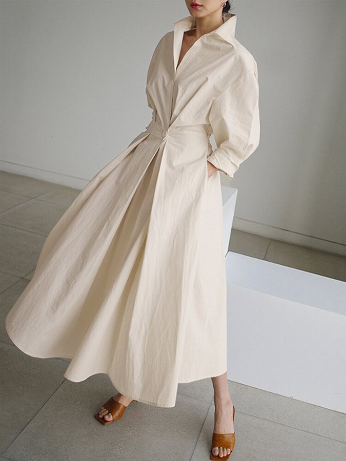 Clémence Button Midi Dress