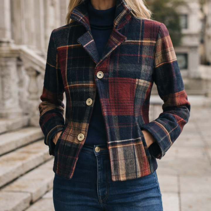 Natalie Plaid Stand Collar Coat