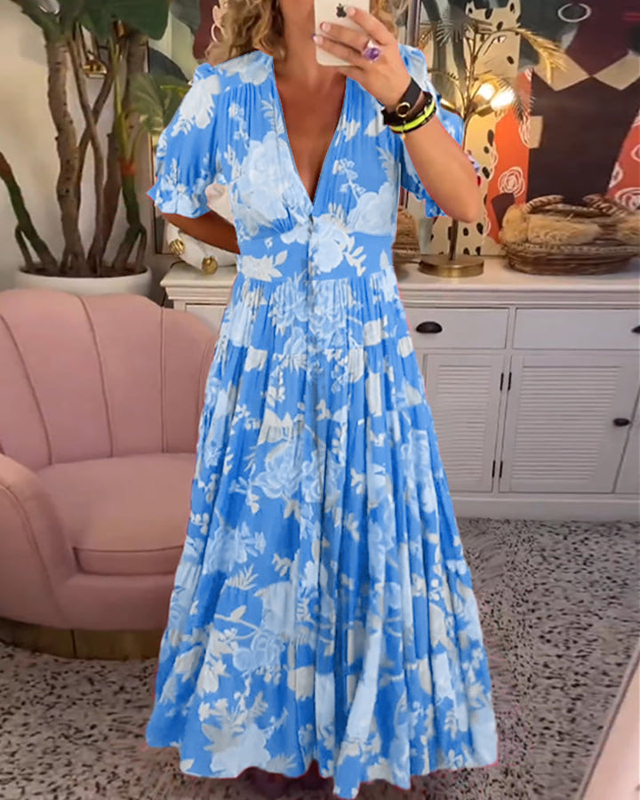Catrisa Floral V-Neck Dress with Pockets