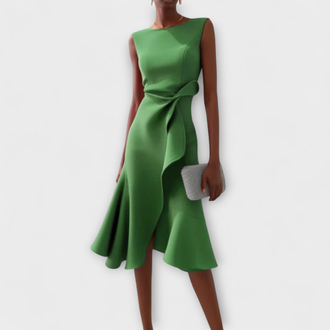 Juliette Asymmetric Draped Midi Dress