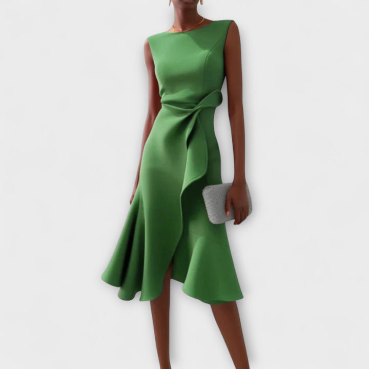 Juliette Asymmetric Draped Midi Dress