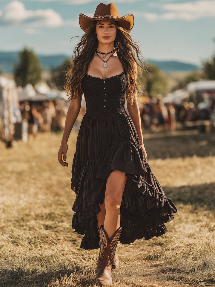 Dakota Ruffled Pleated Maxi Dress