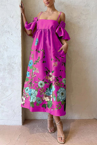 Arielle Gathered Sleeve Dress with Pockets