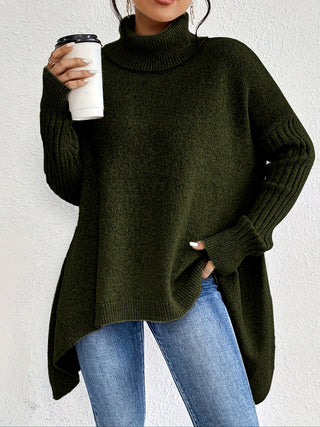 Laila Asymmetric Hem Turtleneck Sweater