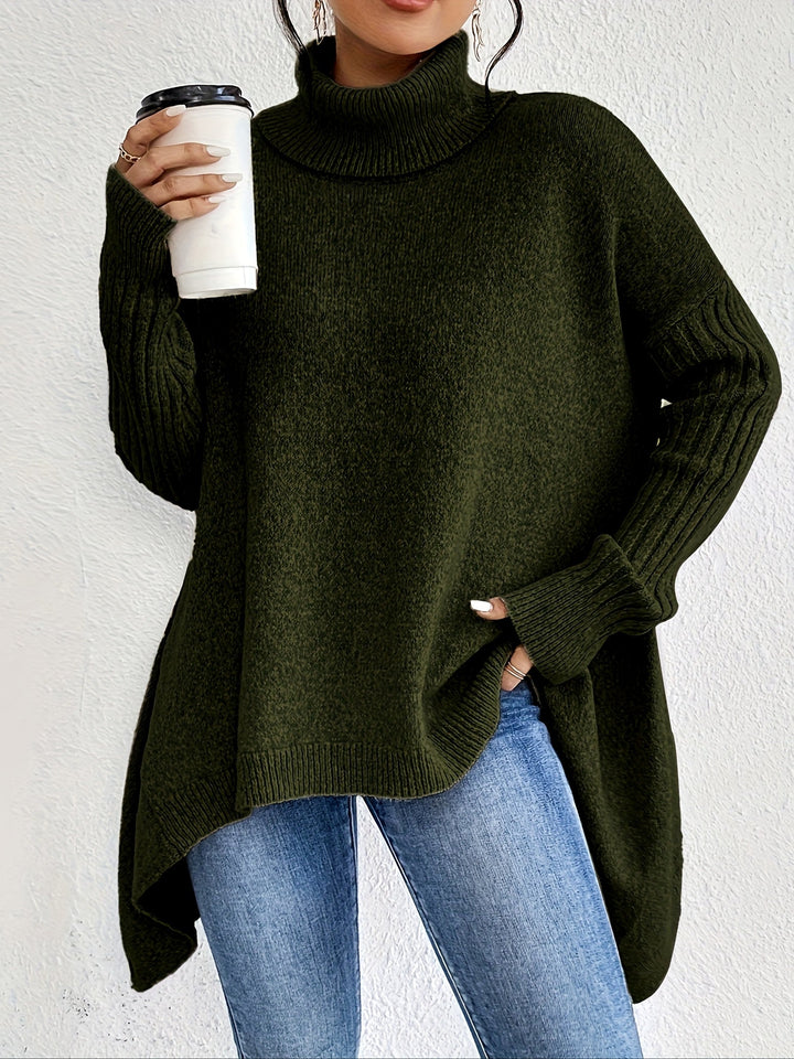 Laila Asymmetric Hem Turtleneck Sweater