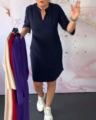 Hanneke Solid V-Neck Dress