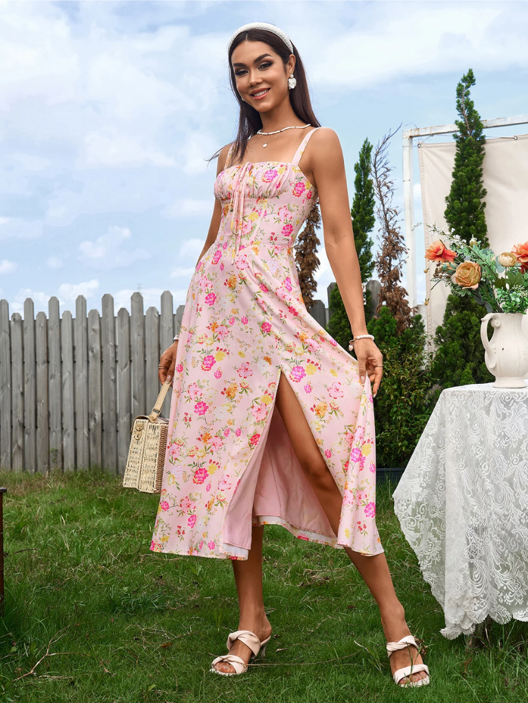 Claudia Ruched Slit Dress