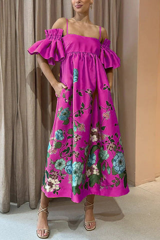 Arielle Gathered Sleeve Dress with Pockets