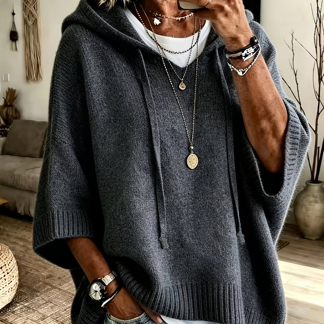 Plus Size Oversized Hooded Poncho Top