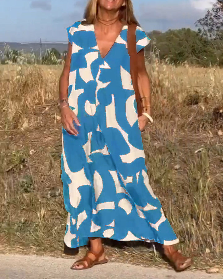 Ellen Printed V-Neck Dress