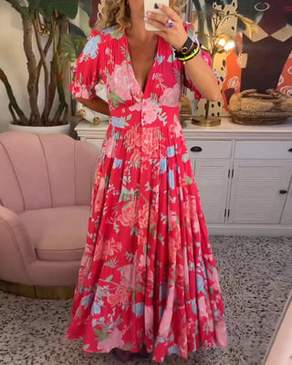 Catrisa Floral V-Neck Dress with Pockets